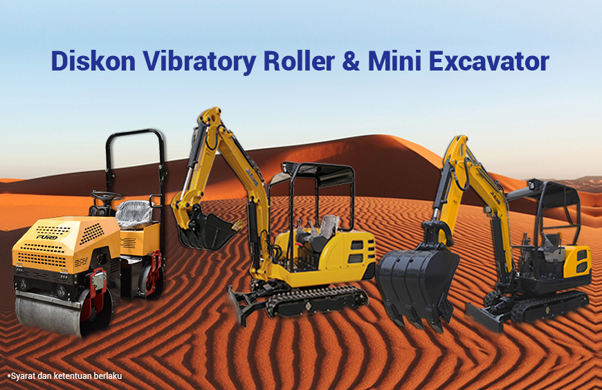 Diskon Mini Excavator dan Vibratory Roller